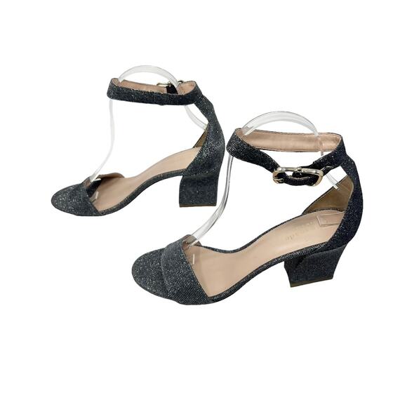 NWOB Kate Spade Smoke Silver Glitter Strap Block Heels Size 7 - Picture 3 of 9